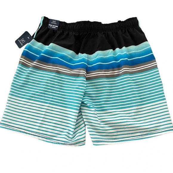 NWT George Mens Large 36-38 Striped Lined E-Boardshorts 8” Inseam Shorts L Blue - Picture 2 of 6